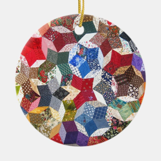 Quilt Fabric Ceramic Tree Decoration (Front)