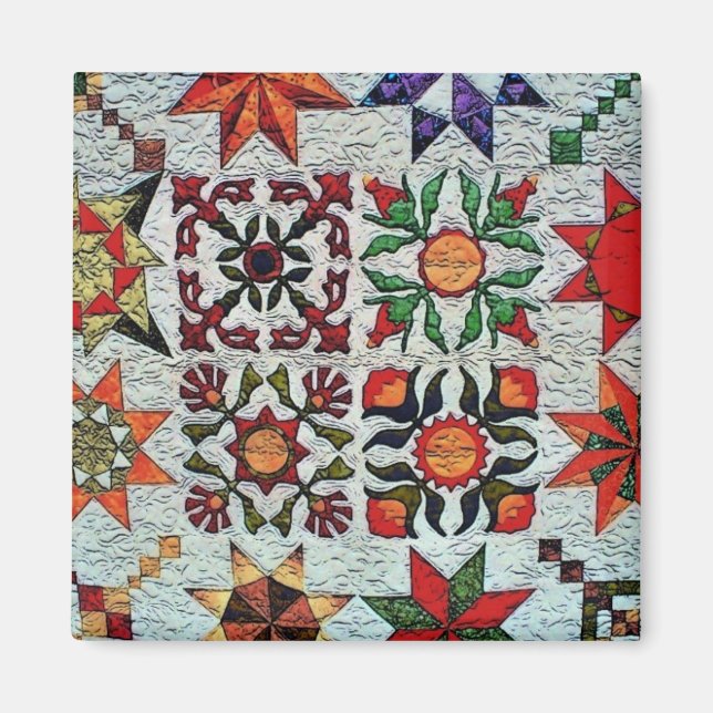 Quilt Flowers Magnet (Front)
