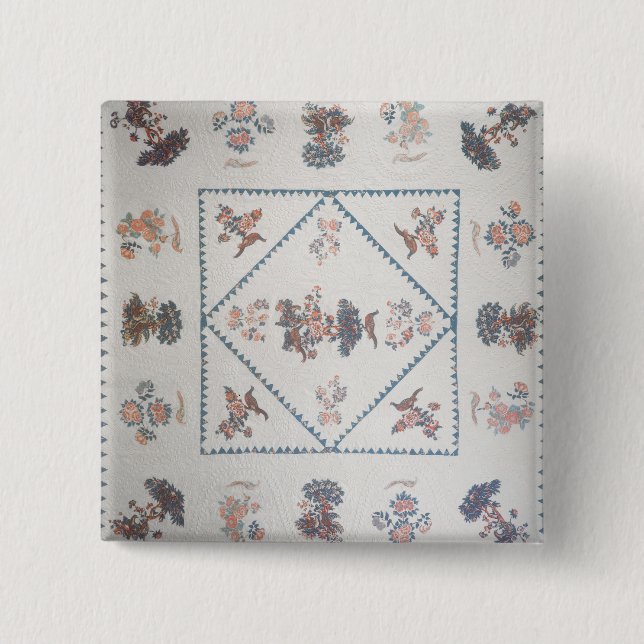 Quilt in 'Broderie Perse', c.1800 (applied, printe 15 Cm Square Badge (Front)
