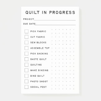 Quilt In Progress Checklist Post-it Notes