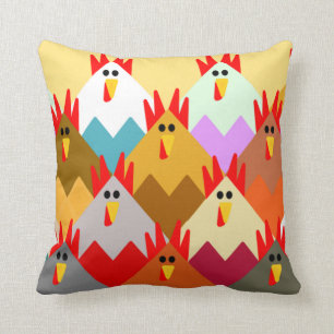 Quilt-Inspired Chickens  Cushion