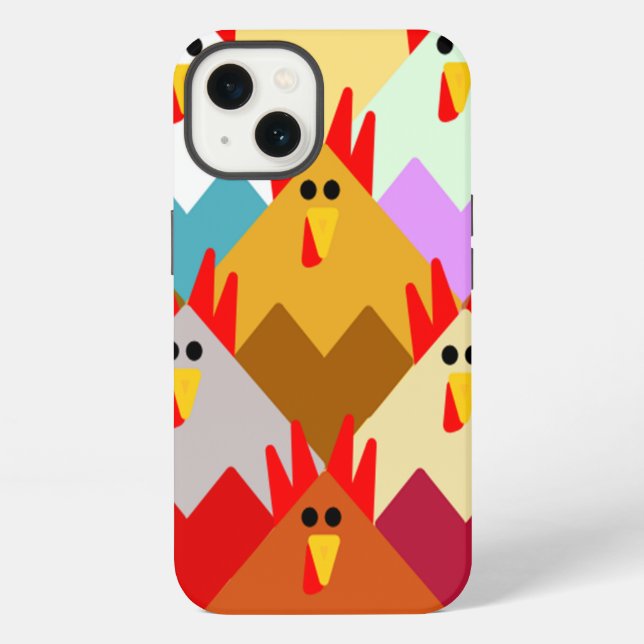 Quilt-Inspired Chickens  iPhone Case (Back)