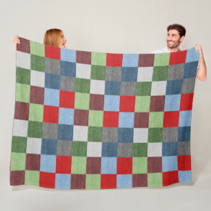 Quilt-Like Swatch Colour Blocks Fleece Blanket