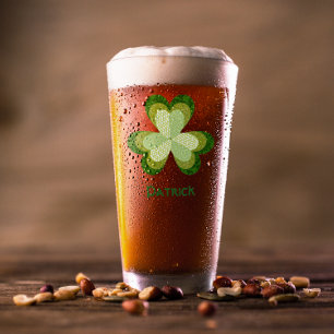 Quilt Look Green Shamrock Personalised Glass