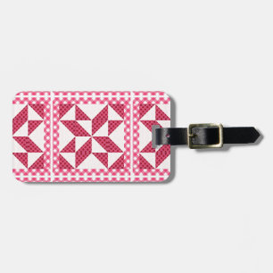 Quilt Look Pink Polka Dots Luggage Tag