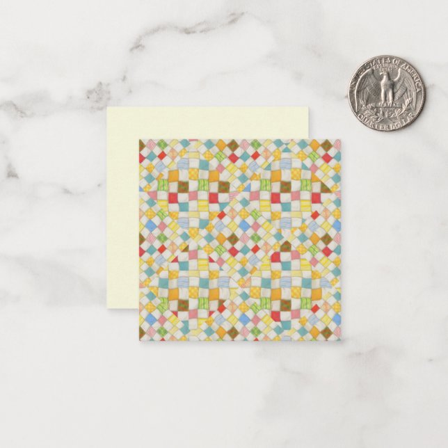 QUILT MOSAIC 2.5x2.5 Flat Card / Cream (Front/Back In Situ)