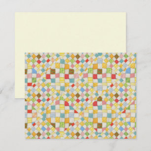 QUILT MOSAIC 4.25x5.5 Flat Card / Cream Horizontal