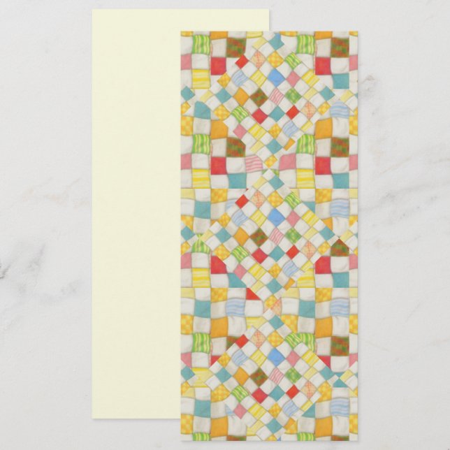 QUILT MOSAIC 4x9.25 Flat Card / Cream / Vertical (Front/Back)