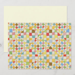 QUILT MOSAIC 5.5x7.5 Flat Card / Cream Horizontal