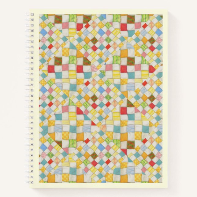 QUILT MOSAIC 8.5x11 Spiral Notebook / Cream (Front)