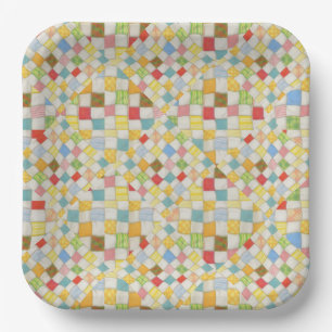 QUILT MOSAIC 9" Square Paper Plates