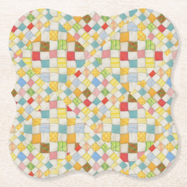 QUILT MOSAIC Bracket Paper Coasters (Front)