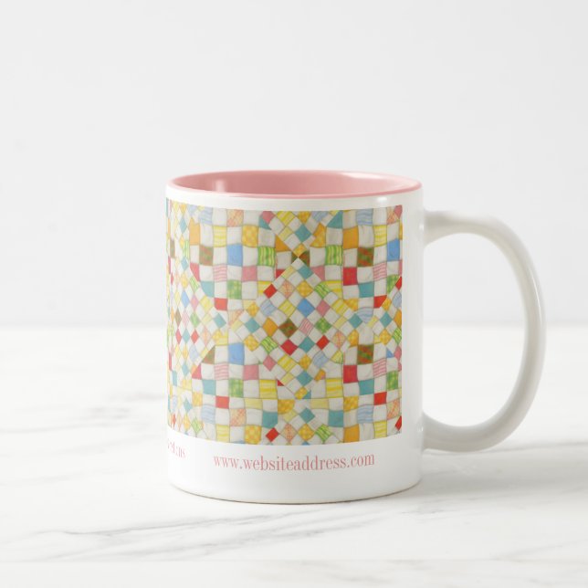 QUILT MOSAIC Business ID Pink Two-Tone Mug (Right)