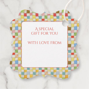 QUILT MOSAIC Fancy Square Gift Tags / White