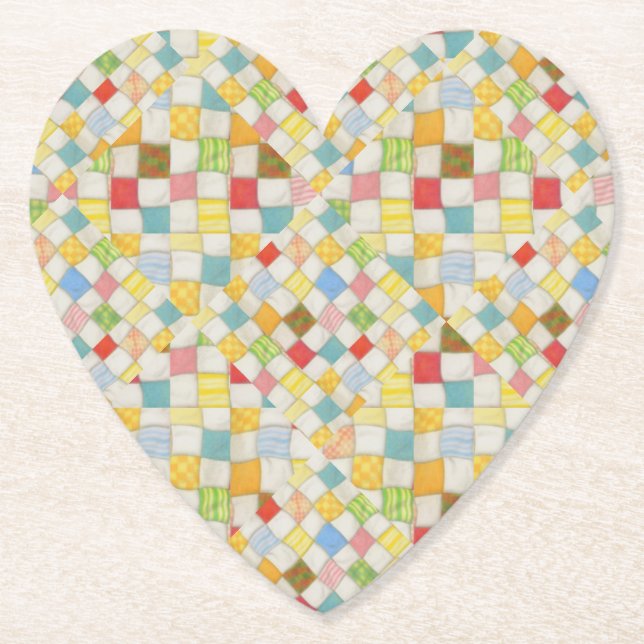 QUILT MOSAIC Heart Paper Coasters (Front)