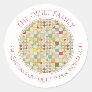 QUILT MOSAIC Small Round Address Seals