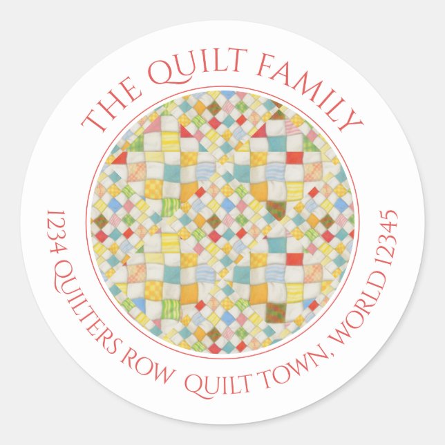 QUILT MOSAIC Small Round Address Seals  (Front)