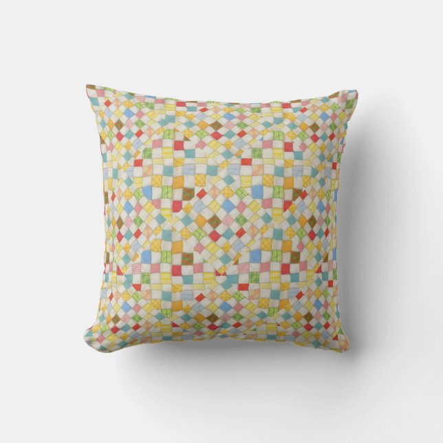 QUILT MOSAIC Square Throw Pillow (Front)