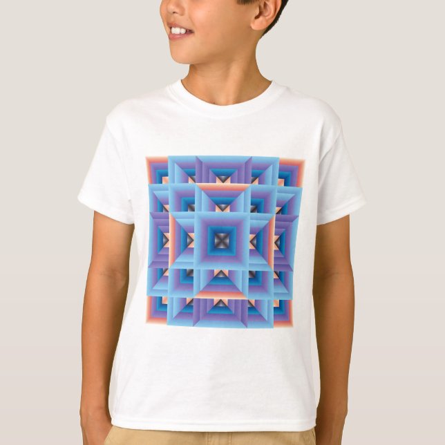 Quilt Pattern 3 in Blue and Purple T-Shirt (Front)