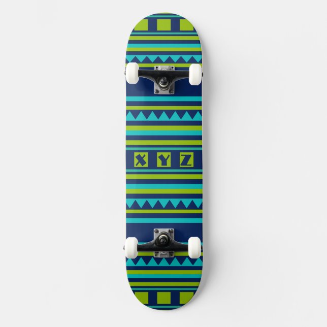 Quilt pattern cusom monogram skateboards (Front)