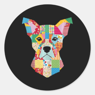 Quilt Pattern Dog For Quilting Lover Quilter Sewin Classic Round Sticker