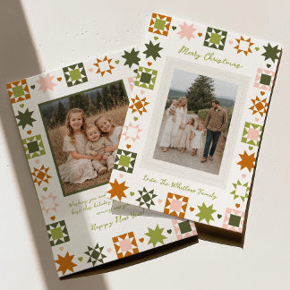 Quilt Pattern Family Photo Christmas Card