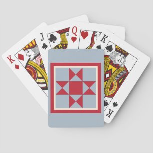 Quilt Playing Cards - The Ohio Star (red/grey)