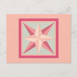 Quilt Postcard - Beveled Star (pink/grey)