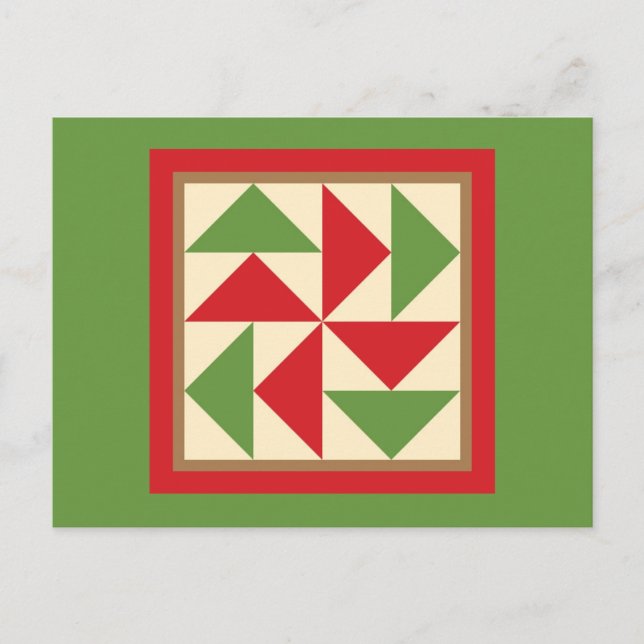 Quilt Postcard - Dutchman's Puzzle (red/green) (Front)