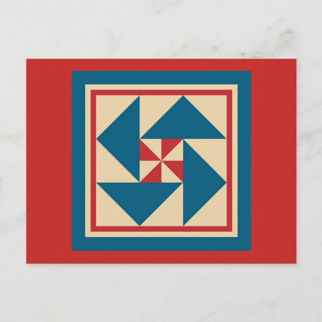 Quilt Postcard - Patriotic Spin (red) (Front)