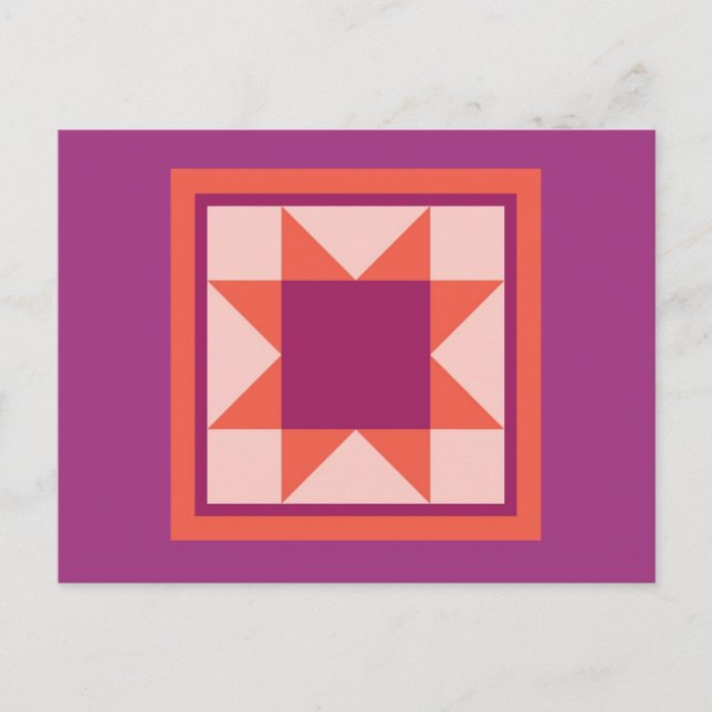 Quilt Postcards - Sawtooth Star (pink/orange) (Front)