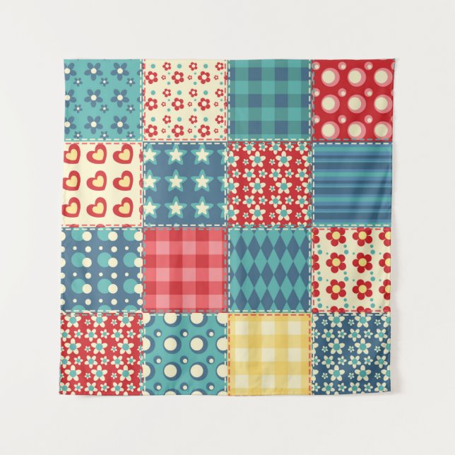 Quilt seamless pattern. Vintage patchwork backgrou Tapestry (Front)