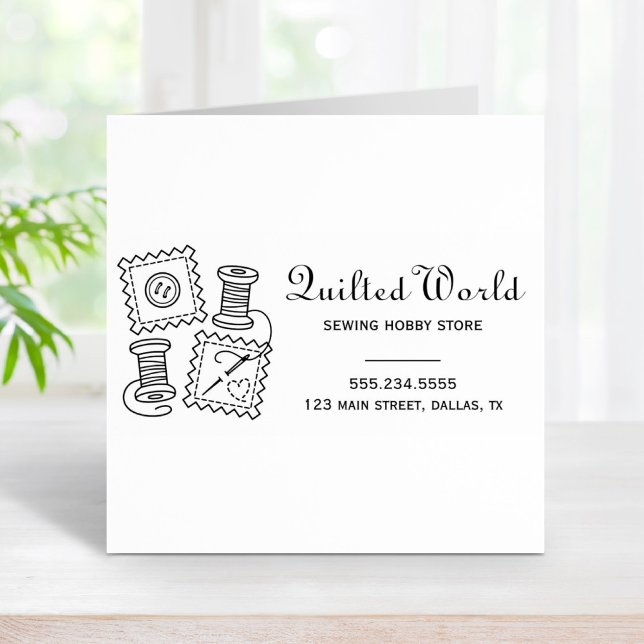 Quilt Sewing Craft Hobby Business Store Address Rubber Stamp (Creator Uploaded)