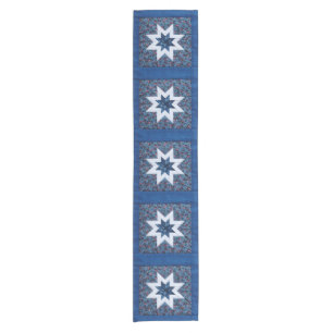 Quilt star blue short table runner