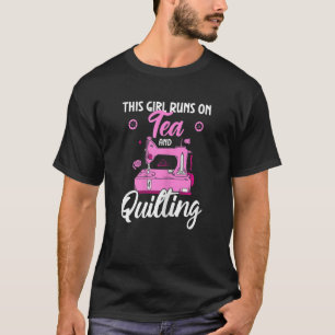 Quilt This Girl Runs On Books And Quilting Sewing T-Shirt