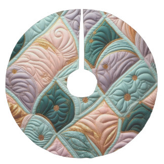 Quilted Abstract Design Brushed Polyester Tree Skirt