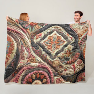 Quilted Abstract Design Fleece Blanket