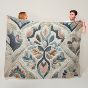 Quilted Abstract Design Fleece Blanket
