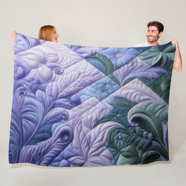 Quilted Abstract Design Fleece Blanket (In Situ)