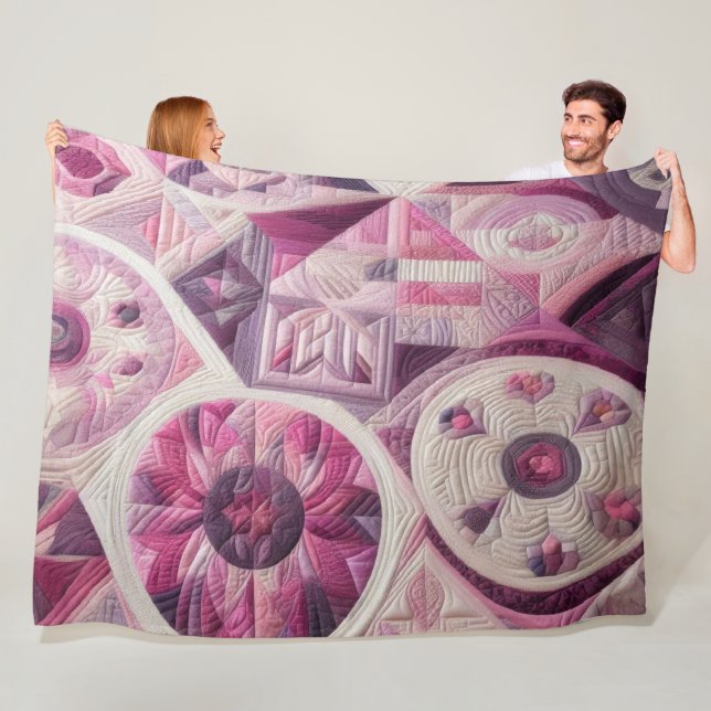 Quilted Abstract Design Fleece Blanket (In Situ)
