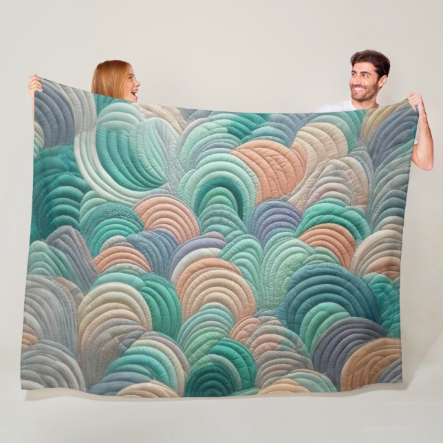 Quilted Abstract Design Fleece Blanket (In Situ)