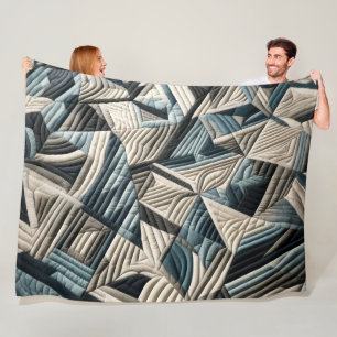 Quilted Abstract Design Fleece Blanket