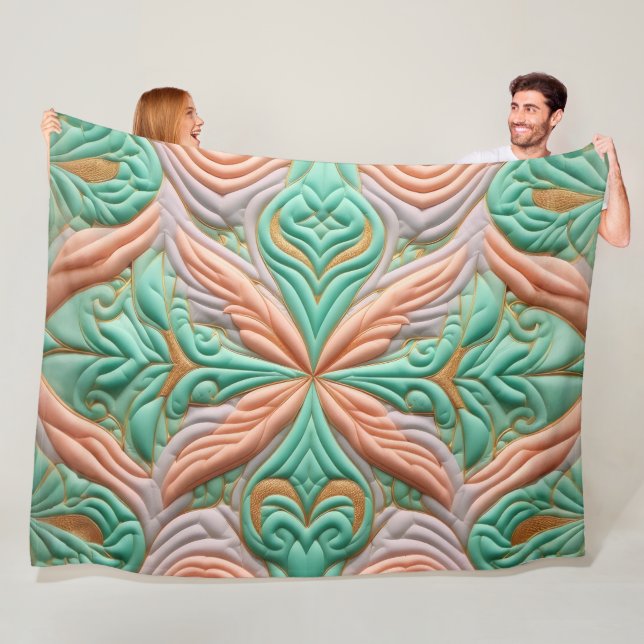 Quilted Abstract Design Fleece Blanket (In Situ)