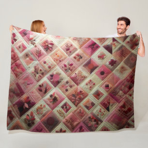 Quilted Abstract Design Fleece Blanket
