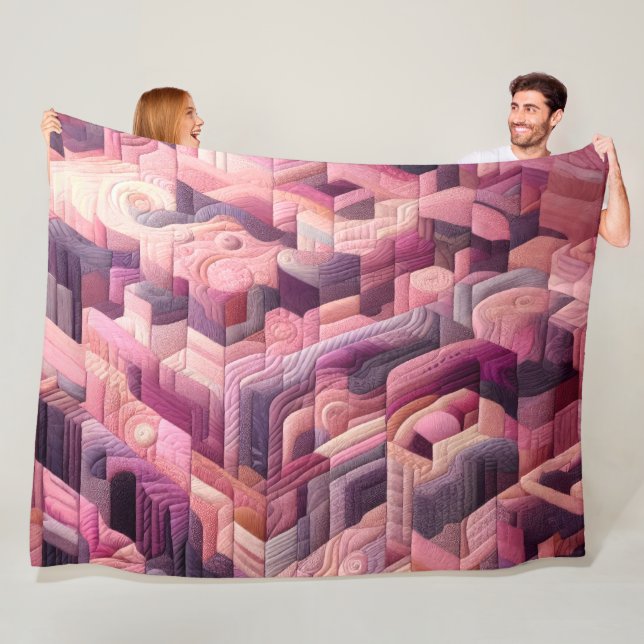 Quilted Abstract Design Fleece Blanket (In Situ)