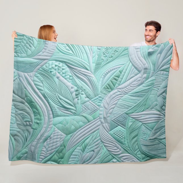 Quilted Abstract Design Fleece Blanket (In Situ)