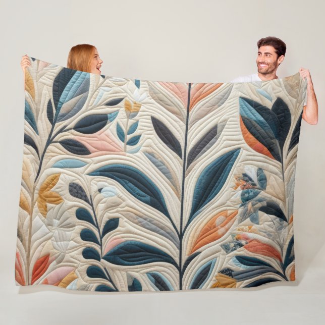 Quilted Abstract Design Fleece Blanket (In Situ)