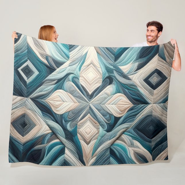 Quilted Abstract Design Fleece Blanket (In Situ)