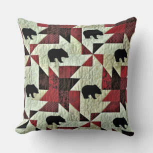 Quilted Black Bear Cushion