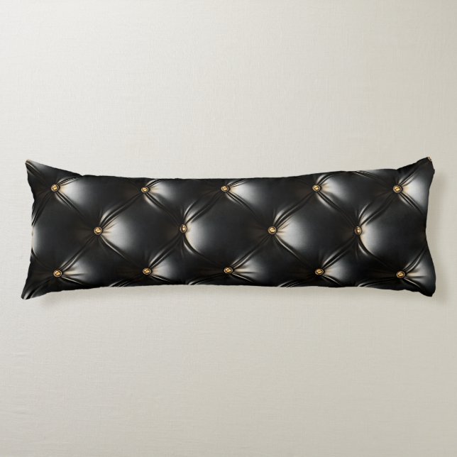 Quilted Black Leather Pattern Body Cushion (Front)